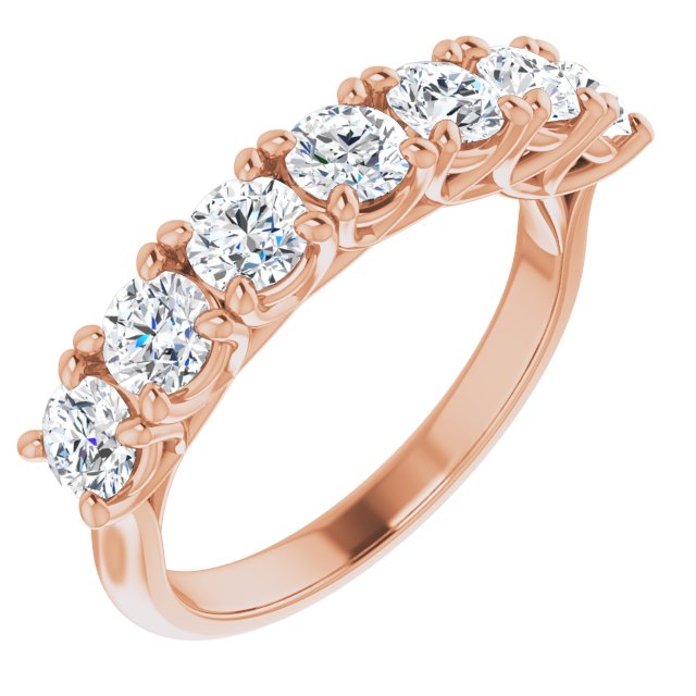 14K Rose 3.8 mm Round Seven-Stone Anniversary Band Mounting 